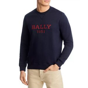 BALLY Sweatshirt Mens Medium Navy Pullover Crew Logo 1851 Cotton $340